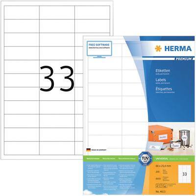 HERMA 4613 Multifunctionele etiketten Wit 66 x 25,4 mm 200 Vellen à 33 Etiketten