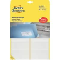 Étiquettes universelles AVERY Zweckform 3350 Adhésif Spécial Blanc 95 x 47 mm 20 Feuilles de 12 Étiquettes