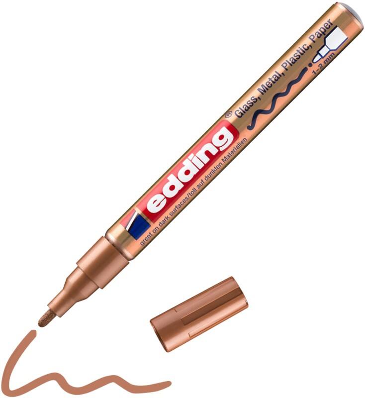 Marqueur peinture edding 751 Permanent Cuivre Fin Ogive 1 - 2 mm Résistant à l'eau
