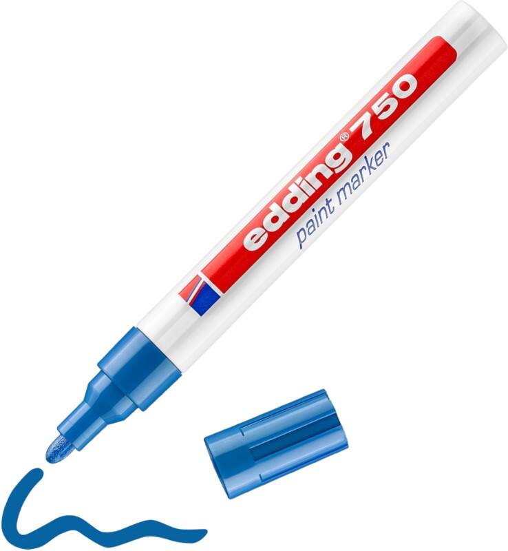 edding 750 Permanent Lakmarker Blauw Medium Ronde punt 2 - 4 mm Waterbestendig