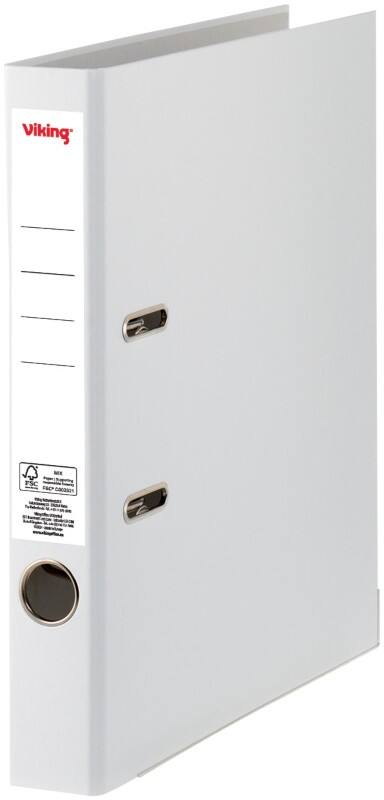 Classeur à levier Viking Étroit A4 50 mm Blanc 2 Anneaux Plastique Mat Portrait