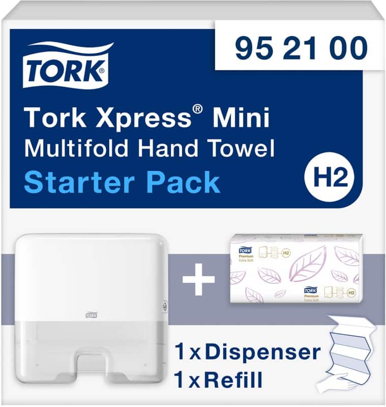 Distributeur d'essuie-mains Tork Xpress Mini 952100 H2 Plastique Verrouillable Manuel Blanc