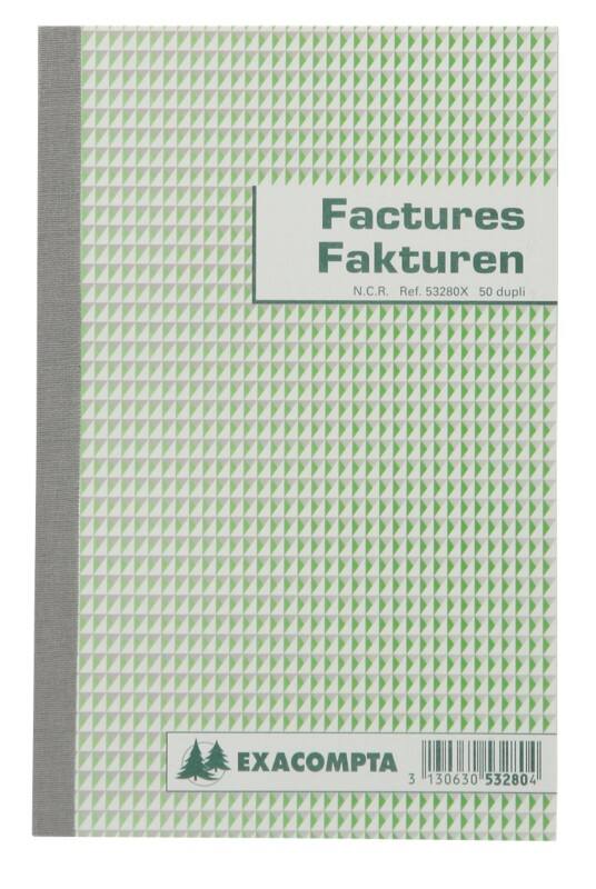 Carnet de factures bilingue Exacompta 53280 Blanc, vert 13,5 x 21 cm 25 feuilles