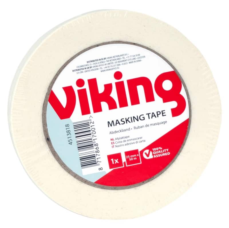 Ruban de masquage Viking Blanc 25 mm (l) x 50 m (L) Papier crépon Faible bruit