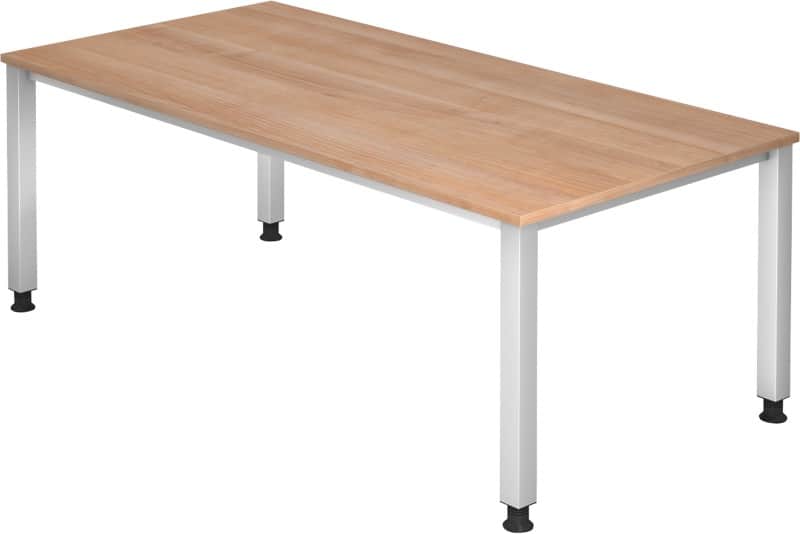 Bureau Hammerbacher Q Series VQS Hauteur ajustable Rectangulaire Noyer 4 pieds métalliques 2000 (L) x 1000 (P) x 810 (H) mm Acier, Aggloméré