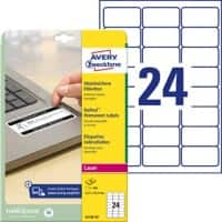 AVERY Zweckform Etiketten L6146-20 Klevend A4 Wit 63,5 x 33,9 mm  20 Vellen à 24 Etiketten