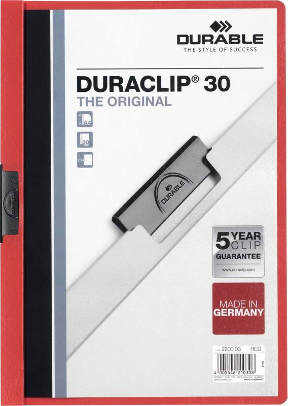 DURABLE Duraclip Klemmap 30 Vellen A4 Rood