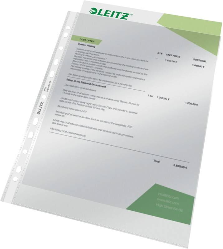 Leitz Showtassen A4 Glashelder Transparant 80 micron PP (Polypropeen) Boven 11 Gaten 4770 100 Stuks
