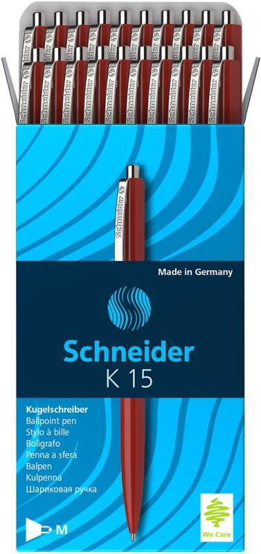 Stylo à bille Schneider Rétractable Rouge 0,5 mm Moyen Bille Rechargeable 20 Unités