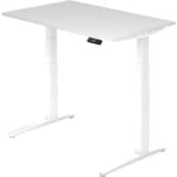 Hammerbacher XBHM VXBHM Elektrisch hoogteverstelbaar Zit-sta-bureau Rechthoekig Wit C-Voet 1.200 (B) x 800 (D) x 1.290 (H) mm Spaanplaat, Staal, Aluminium