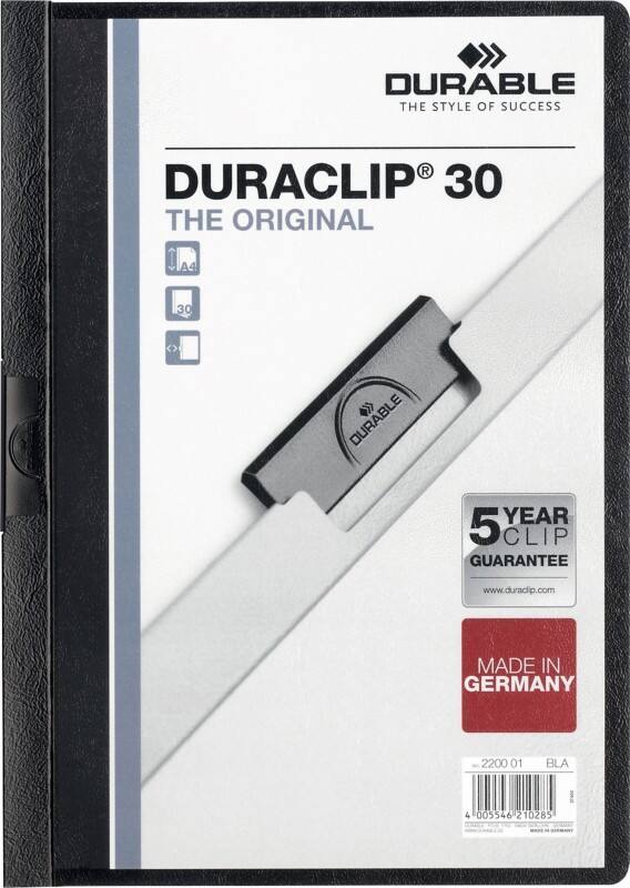 DURABLE Duraclip Klemmap 30 Vellen A4 Zwart