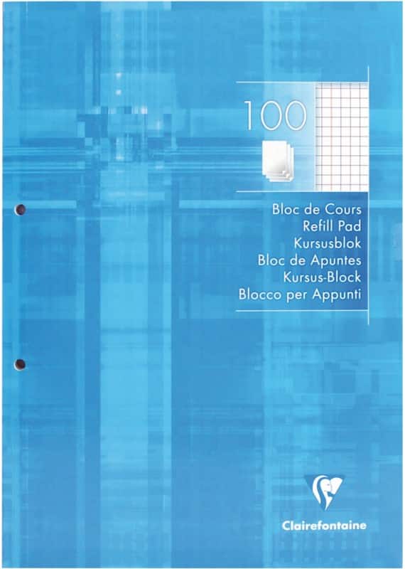 Recharge pour cahier Clairefontaine A4+ Bleu Couverture rigide Quadrillé 100 feuilles