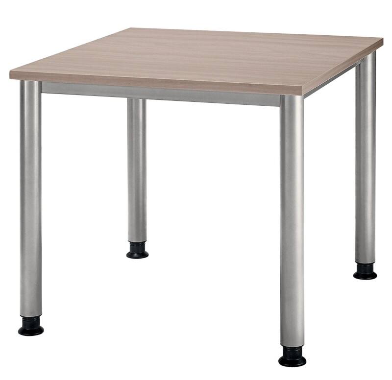 Hammerbacher Matrix Bureau Vierkant Walnoot 4 voeten 800 (B) x 800 (D) x 760 (H) mm Aluminium, Hout, Kunststof, Spaanplaat