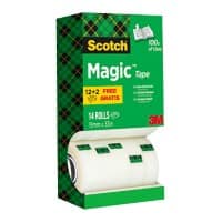 Ruban Adhésif Scotch Magic 810 19 mm x 33 m Invisible Pack avantage 12 + 2 Rouleaux GRATUITS