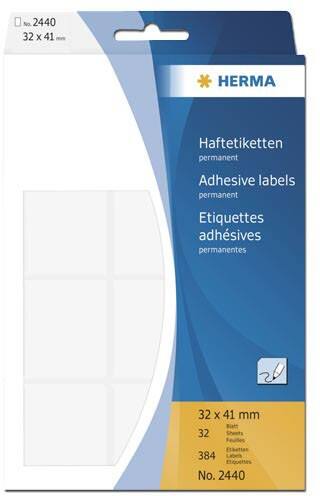 Étiquettes universelles HERMA 2440 32 Feuilles de 12 Étiquettes 32 Feuilles de 12 Étiquettes