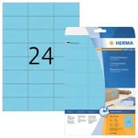 Étiquettes repositionnables HERMA 4468 Bleu Rectangulaires A4 70 x 37 mm 20 Feuilles de 24 Étiquettes