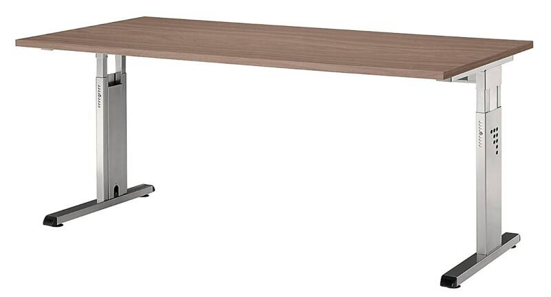 Bureau Hammerbacher Matrix VOS Hauteur ajustable Rectangulaire Noyer C-Pied 1600 (L) x 800 (P) x 850 (H) mm Acier, Aggloméré