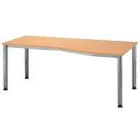 Hammerbacher Hoogteverstelbaar Bureau Beuken 4 voeten 1.800 (B) x 1.000 (D) x 760 (H) mm Aluminium, Hout, Kunststof, Spaanplaat