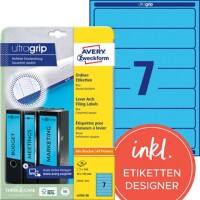 Avery UltraGrip Ordnerrugetiketten L4763-20 Klevend A4 Blauw 3,8 x 19,2 cm 20 Vellen à 7 Etiketten