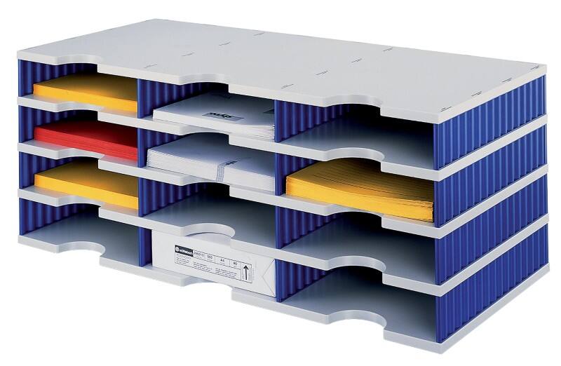 Trieur à courrier Styro Gris, bleu C4 12 compartiments