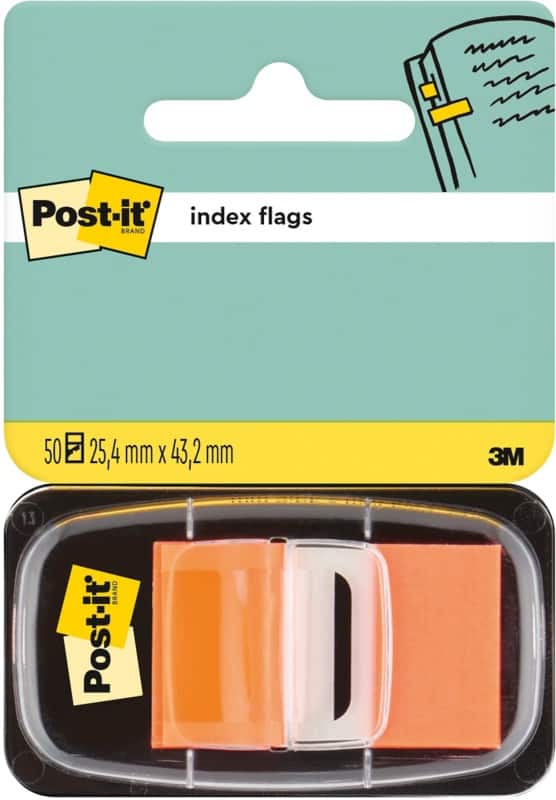 Index adhésifs Post-it Orange 25,4 x 43,2 mm 50 Bandes