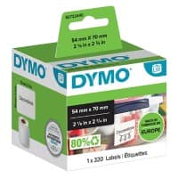 Étiquette universelle DYMO LW Authentique 99015 S0722440 Autocollantes Noir sur Blanc 54 x 70 mm 320 Étiquettes