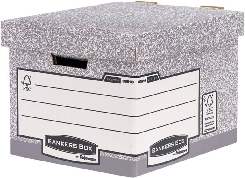 Boîte à archives Bankers Box Carton System FastFold Gris 33,5 x 40,4 x 29,2 cm 10 Unités