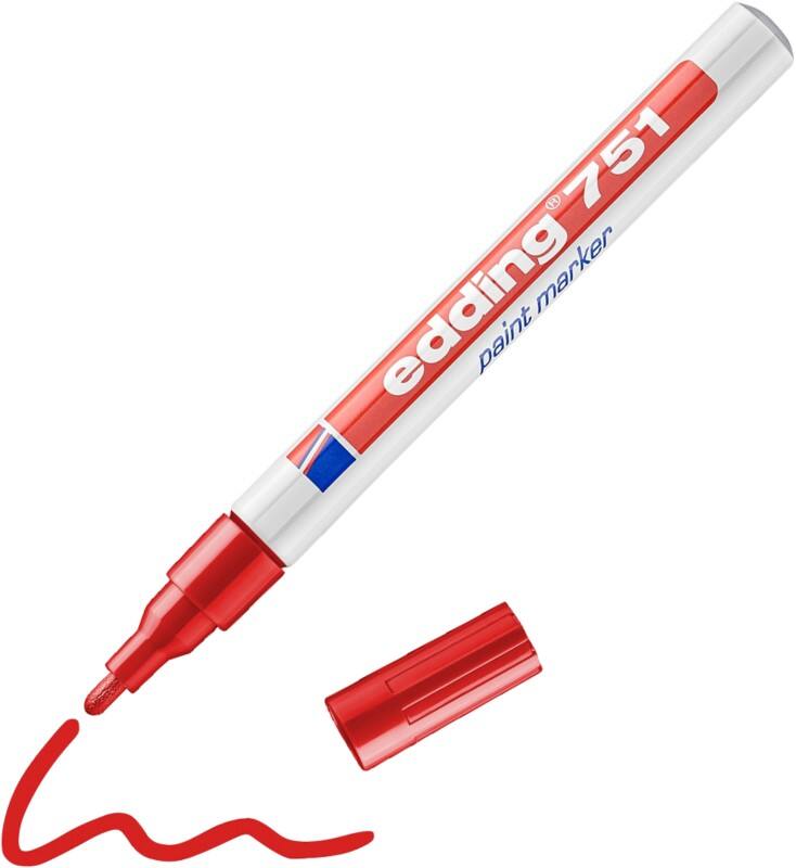 edding 751 Permanent Lakmarker Rood Fijn Ronde punt 1 - 2 mm Waterbestendig
