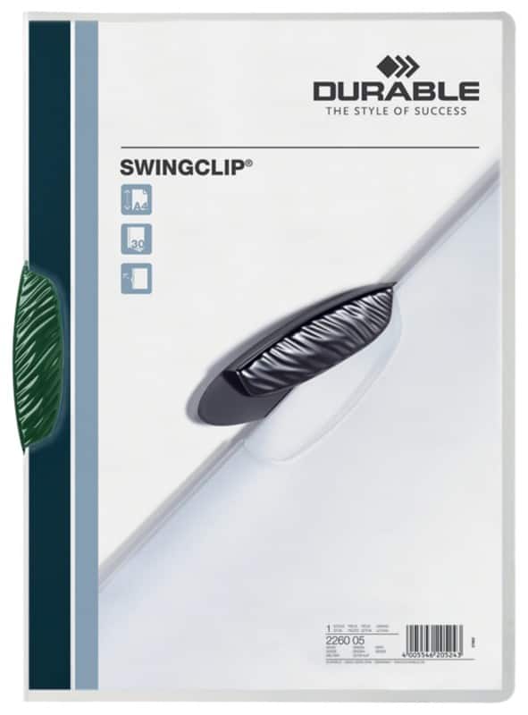 Farde à clip DURABLE Swingclip A4 Vert Polypropylène Avec pince pivotante Swingclip