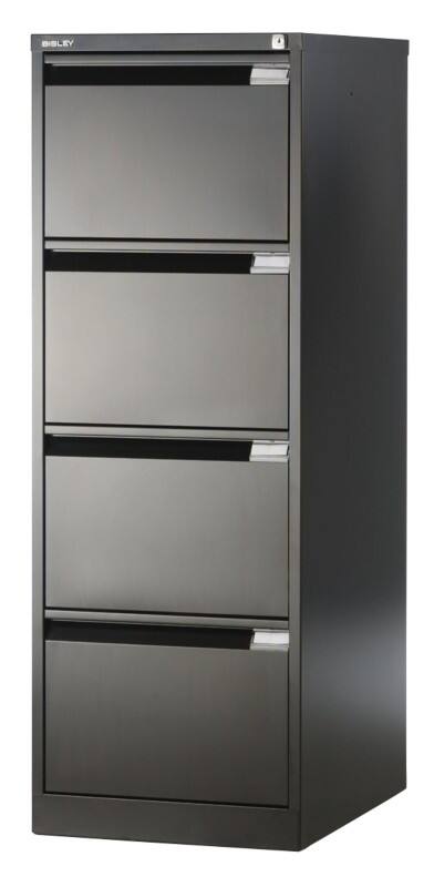 Armoire de classement Bisley Acier 4 Tiroirs Verrouillable 470 x 622 x 1321 mm Noir
