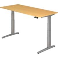 Hammerbacher XBHM VXBHM Elektrisch hoogteverstelbaar Zit-sta-bureau Rechthoekig Beuken C-Voet 1.800 (B) x 800 (D) x 1.290 (H) mm Spaanplaat, Staal, Aluminium