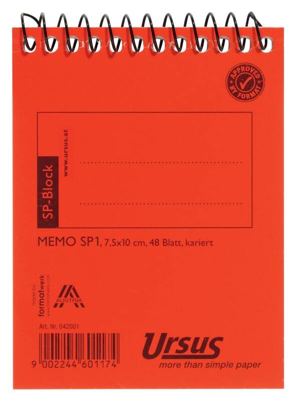 Cahier Ursus Style Format spécial Quadrillé Reliure à spirale Carton pressé Orange Sans perforation 96 pages 48 feuilles
