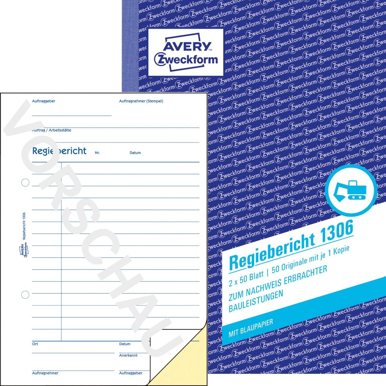 AVERY Zweckform 1306 Beheerrapport Wit, geel A5 70 g/m² 50 Vellen