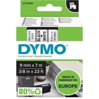 Dymo D1 S0720680 / 40913 Authentiek Labeltape Zelfklevend Zwart op wit 9 mm x 7m