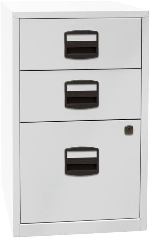 Bisley Home Staal Kast 3 Lades Afsluitbaar 413 x 400 x 672 mm Lichtgrijs