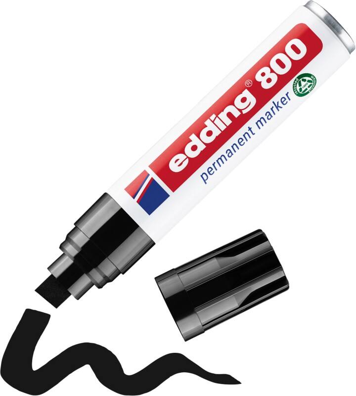 edding 800 Permanentmarker 100% Gerecycled Extra breed Beitelpunt 4 - 12 mm Zwart Navulbaar Waterbestendig