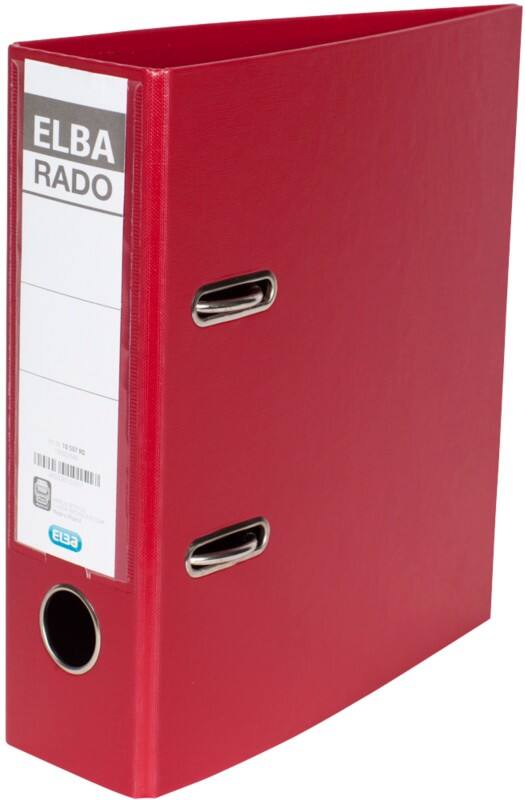 Classeur à levier ELBA Large Rado Plast A5 75 mm Rouge 2 Anneaux 100022640 Plastique Portrait