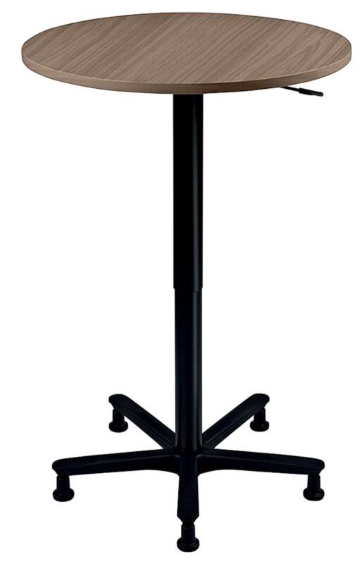 Table niceday VST Hauteur ajustable Forme libre Noyer Piètement en métal 800 (L) x 800 (P) x 1140 (H) mm Aggloméré, Plastique, Aluminium