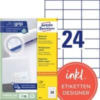 Étiquettes universelles Ultragrip AVERY Zweckform 3474 Adhésif A4 Blanc 70 x 37 mm 100 Feuilles de 24 Étiquettes