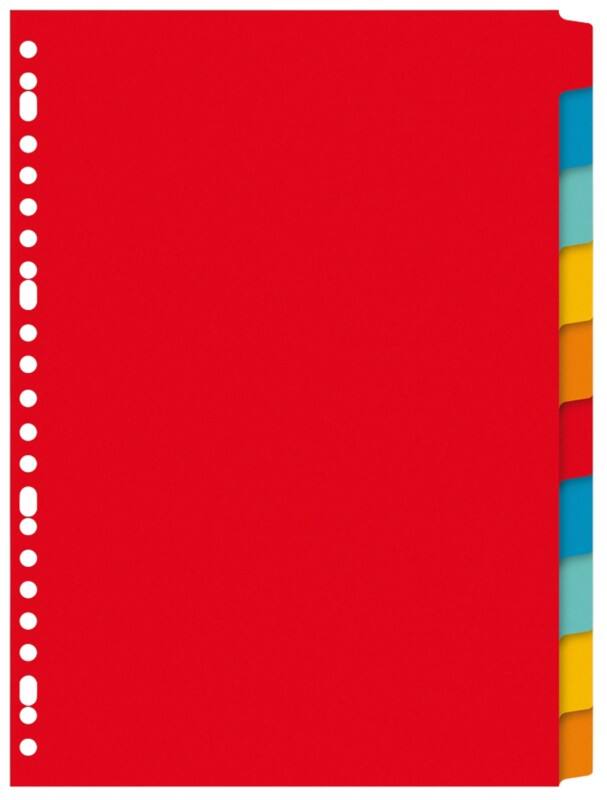 KANGARO Blanco Blanco tabbladen  A4 Kleurenassortiment 10 tabs Karton 23 Gaten PE410M