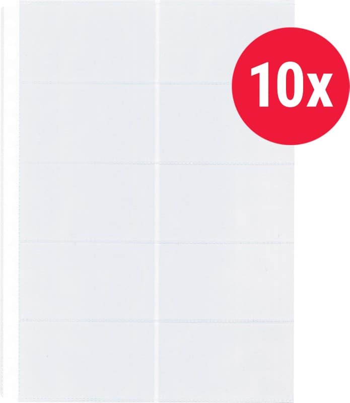 KANGARO Visitekaarthoesjes A4 Generfd Transparant 120 micron PP (Polypropeen) 23 Gaten 10 Stuks