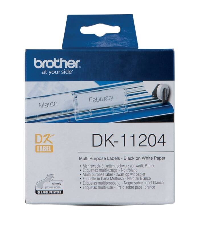 Brother QL Etiketten Authentiek DK-11204 Zelfklevend Zwart op Wit 17 x 54 mm 400 Etiketten
