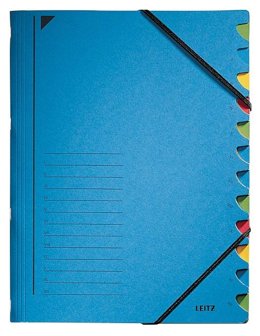 Leitz Sorteermap 7 tabs A4 Blauw karton 12 vakken (maand) 24,7 x 32 cm