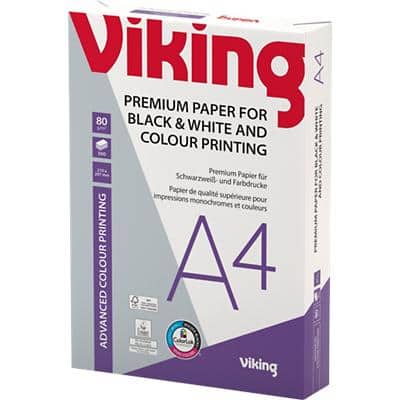 Papier Viking Colour Print A4 80 g/m² Lisse Blanc 500 Feuilles