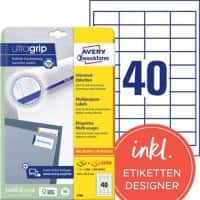 Étiquettes universelles Ultragrip Avery 4780 Adhésif A4 Blanc 48.5 x 25.4 mm 30 Feuilles de 40 Étiquettes