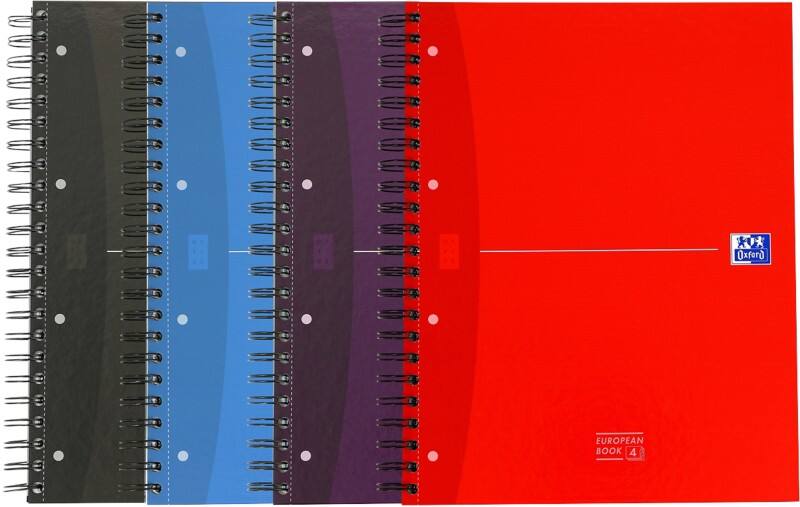 OXFORD Office Essentials Spiraalblok A4+ Gelinieerd Spiraalbinding Karton Kleurenassortiment Geperforeerd 240 Pagina's 5 Stuks à 120 Vellen