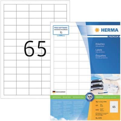 HERMA Multifunctionele etiketten 4270 Wit 38,1 x 21,2 mm 100 Vellen à 65 Etiketten