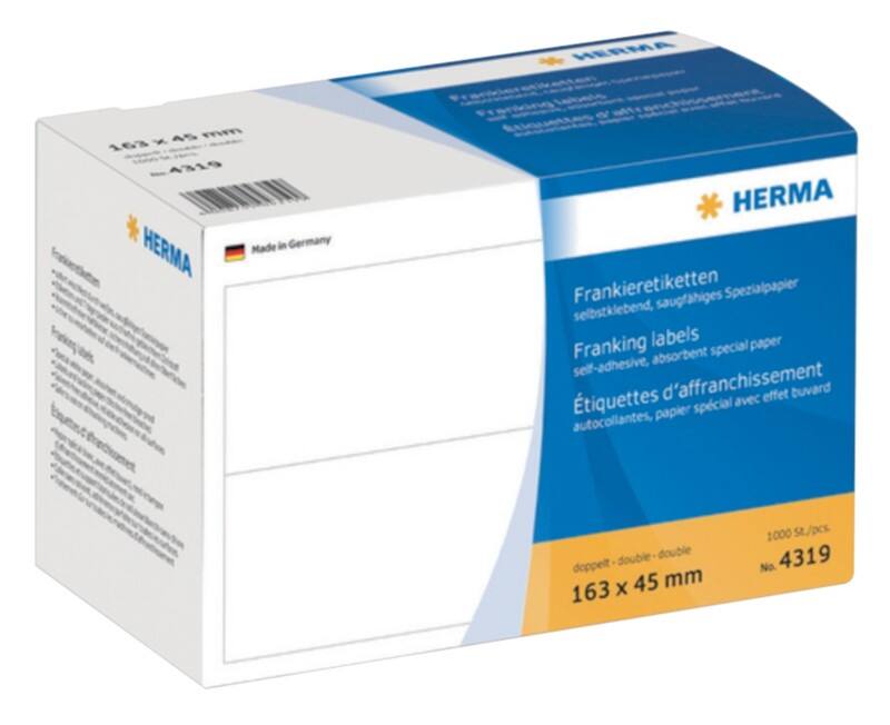 HERMA Frankeeretiketten 4319 Klevend Wit 163 x 45 mm  500 Vellen à 2 Etiketten