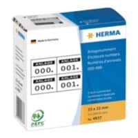 HERMA 4837 Numerieke Etiketten 0-999 Rechthoekig Wit, Zwart 15 x 22 mm 2000 Etiketten per pak