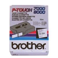 Étiquettes Brother TX-251 d’origine Autocollantes Noir sur blanc 24 mm x 15,4 m